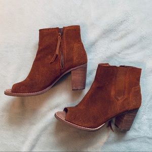 Toms suede peep toe booties